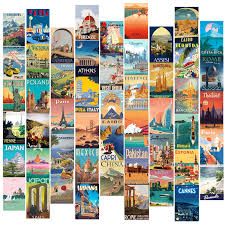 Photo 1 of LCLAIDYDY 100 PCS Vintage Travel Postcard Set,Post Cards for Mailing,Travel Posters Art Prints Room Decor,World City Postcards,Retro Style Travel Wall Collage Kit Aesthetic Pictures 4x6