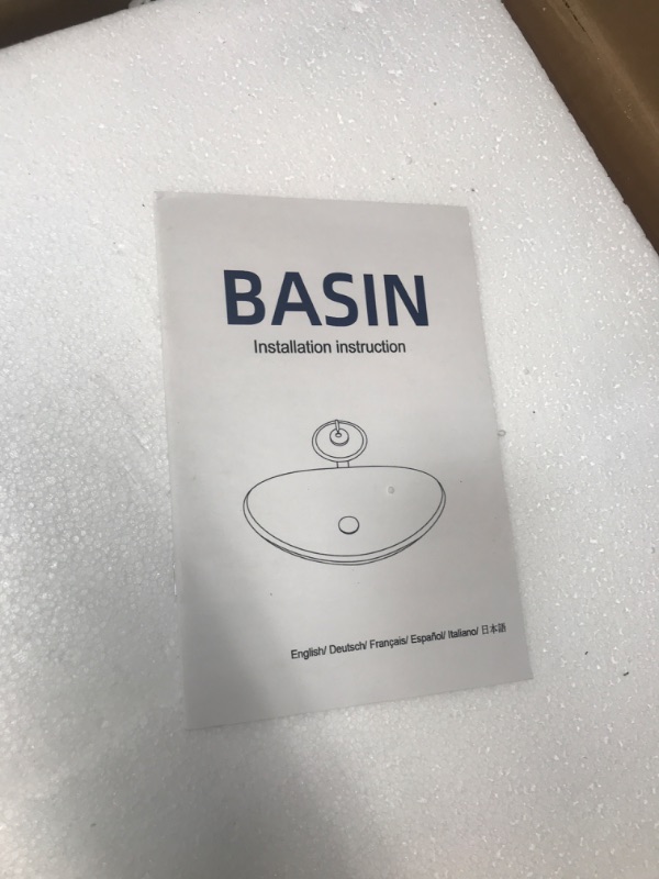 Photo 1 of Lovedima Crystal Glass Vessel Sink,Transparent Shell Shaped Bathroom Vanity Wash Sink Above Counter with Faucet