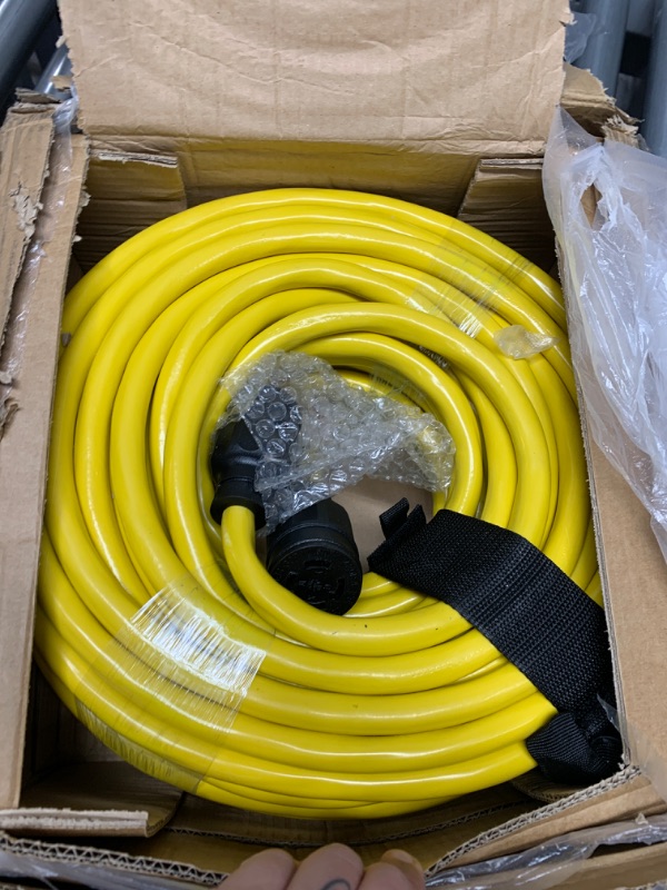 Photo 2 of 100FT 30 Amp Generator Extension Cord 4 Prong, NEMA L14-30P/L14-30R 10 Gauge STW 125/250V Twist Lock Generator Cord Heavy Duty, Yellow ETL Listed PlugSaf 100FT Yellow