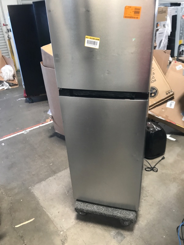 Photo 1 of Upstreman 11.6 Cu.Ft. Double Door Fridge in Stainless Steel with Large Capacity Top Freezer, Auto Defrost, Adjustable Thermostat Control, Reversible Door Swing, ENERGY STAR 11.6cu.ft Stainless