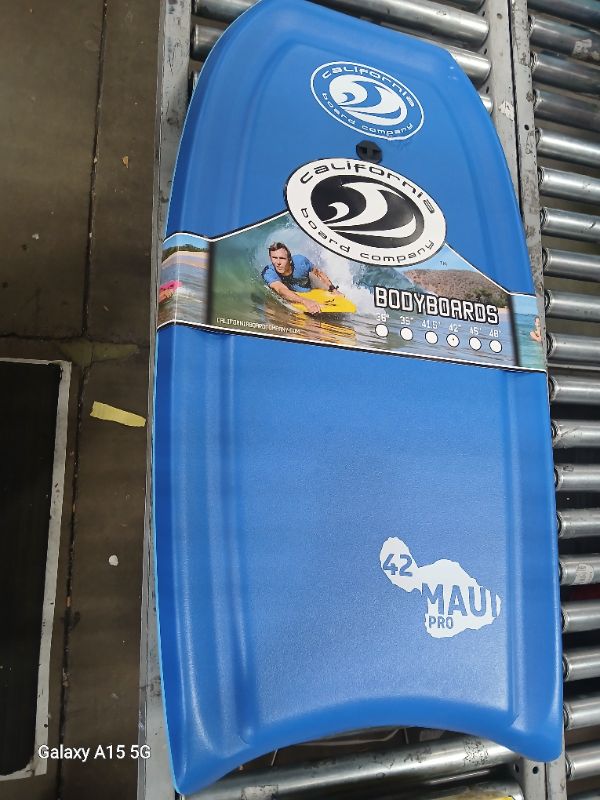 Photo 2 of *MINOR DAMAGE* CBC Maui 42” Pro Body Board - Bodyboard with Wrist Leash, Slick HDPE Bottom, Crescent Tail - Body Boards for The Beach with EPS Core Flexible PE Deck - BodyBoards for Adults, Kids, Teens
