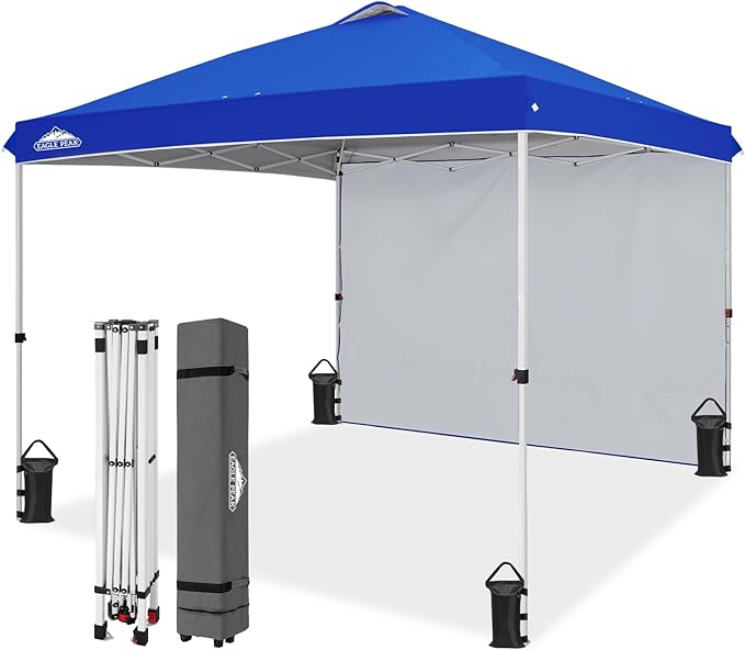 Photo 1 of ***PARTS ONLY******NON REFUNDABLE***
EAGLE PEAK Commercial Pop up Canopy with 1 Sidewall, Heavy Duty Canopy Tent 10x10, Roller Bag and 4 Weight Bags, Blue
