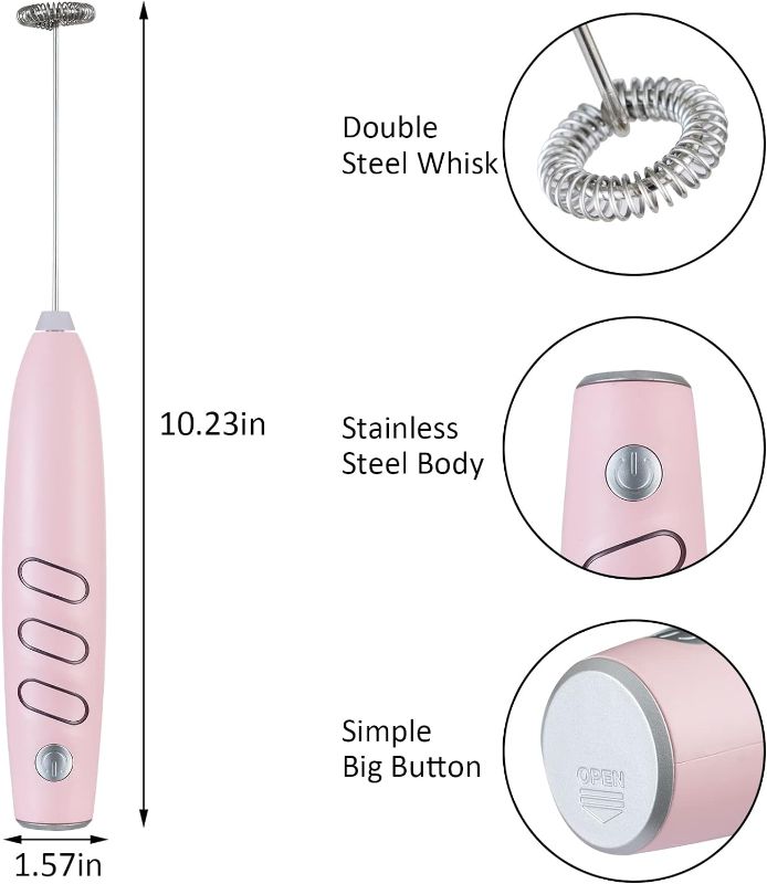 Photo 1 of ZIXU Milk Frothers,3 Mode Electric Milk Frothers Handheld,Foam Beater Milk Frother,Battery Operated Mini Smoothie Blender For coffee whipping cappuccino latte milk matcha hot chocolate Sky blue