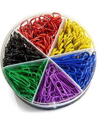 Photo 1 of Officemate PVC Free Color Coated Paper Clips, 450 Per Tub Office Paper Clamp (97229) 