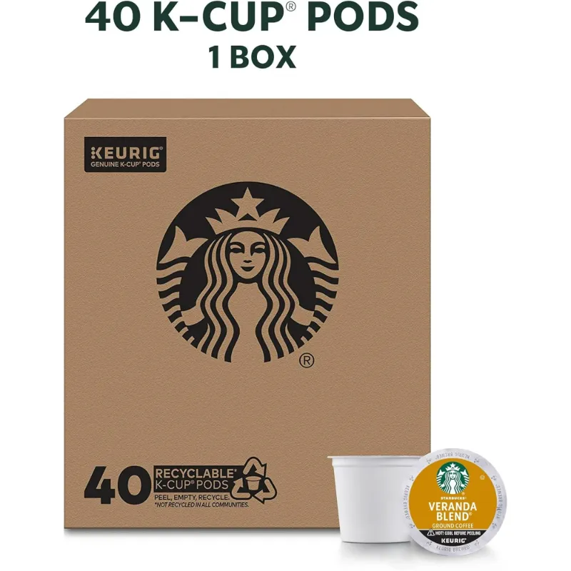 Photo 1 of *4/12/2024* Starbucks Light Roast K-Cup Coffee Pods — Veranda for Keurig Brewers — 1 box (40 pods)
