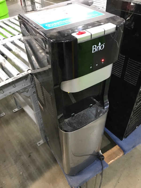 Photo 2 of ***SEE NOTES*** Brio CLBL420V2 Bottom Loading Water Cooler Dispenser for 3 & 5 Gallon Bottles - 3 Temperatures with Hot, Room & Cold Spouts, Child Safety Lock, LED Display with Empty Bottle Alert, Stainless Steel