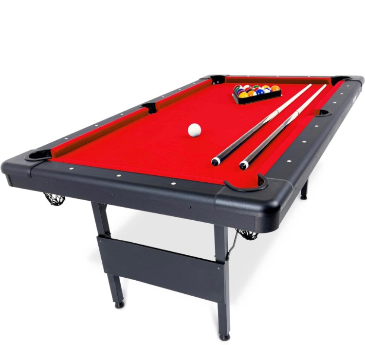 Photo 1 of **SEE NOTES**GoSports 6, 7, or 8 ft Billiards Table - Portable Pool Table - Includes Full Set of Balls, 2 Cue Sticks, Chalk and Felt Brush; Choose Size and Color