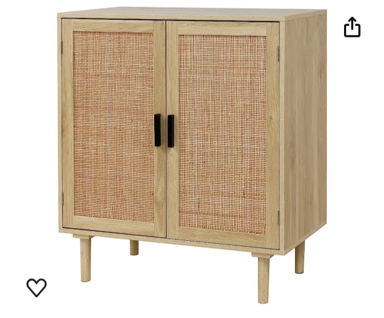 Photo 1 of **SEE NOTES**Finnhomy Sideboard Buffet Kitchen Storage Cabinet with Rattan Decorated Doors, Dining Room, Hallway, Cupboard Console Table, Liquor / Accent Cabinet, 31.5X 15.8X 34.6 Inches, Natural