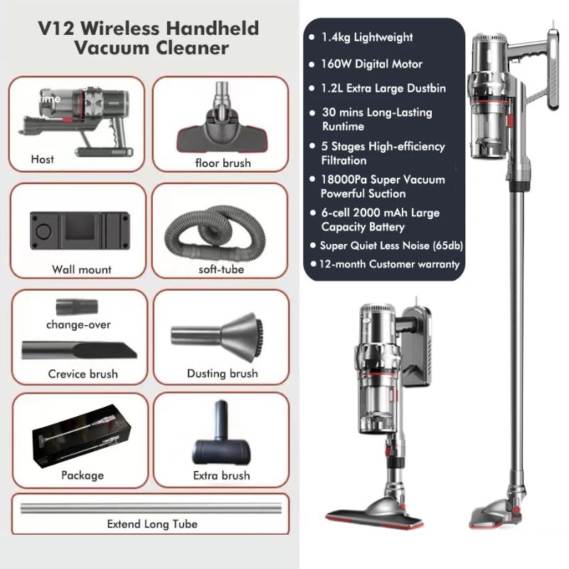 Photo 1 of **SEE NOTES**V12 Wireless Handheld Vacuum Cleaner180W 10kPa Suction Power Vertical Clean Vacuum Cleaner Multi-function Mopping Machine
