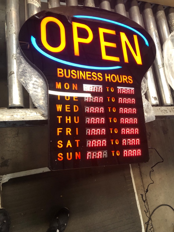 Photo 2 of Kanayu LED Business Open Sign Large Electronic Programmable Store Hours Sign with Instructions, 23.6 x 16.7 x 0.8 inches, Red and Black