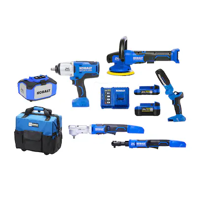 Photo 1 of Kobalt 6-Tool Brushless Power Tool Combo Kit with Soft Rolling Case (2-Batteries Included and Charger Included)
