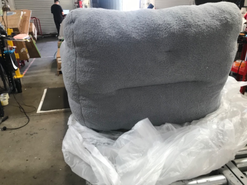 Photo 3 of **see notes**MAXYOYO Sherpa Bean Bag Chair, Boucle Tufted Bean Bag Couch, Living Room Bean Bag Chair for Adults Kids, Teddy Lazy Sofa Accent Chair with Pocket for Reading, Stuffed with Filler. Standard Grey