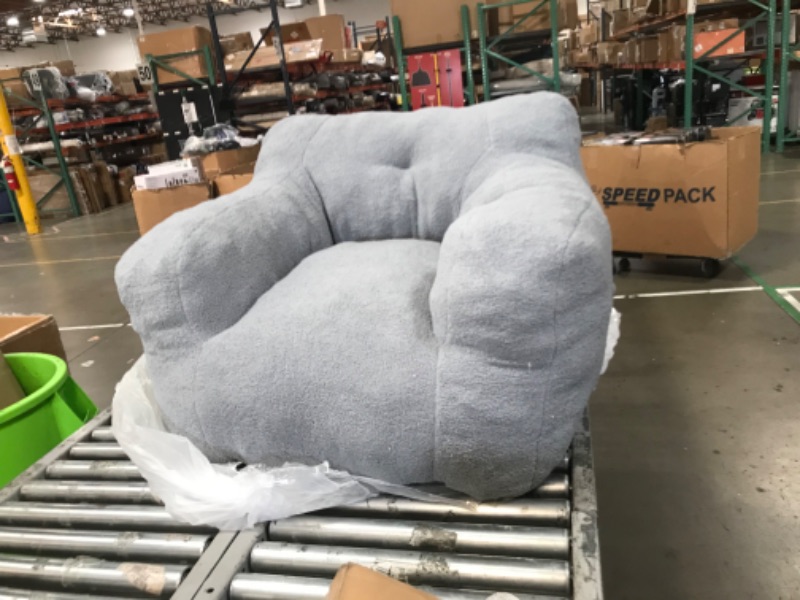 Photo 4 of **see notes**MAXYOYO Sherpa Bean Bag Chair, Boucle Tufted Bean Bag Couch, Living Room Bean Bag Chair for Adults Kids, Teddy Lazy Sofa Accent Chair with Pocket for Reading, Stuffed with Filler. Standard Grey