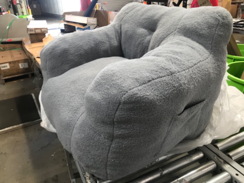 Photo 5 of **see notes**MAXYOYO Sherpa Bean Bag Chair, Boucle Tufted Bean Bag Couch, Living Room Bean Bag Chair for Adults Kids, Teddy Lazy Sofa Accent Chair with Pocket for Reading, Stuffed with Filler. Standard Grey