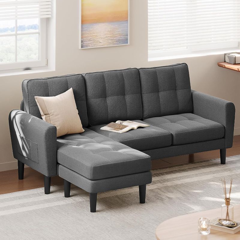 Photo 1 of **BOX 2 OF 3 ONLY**Gizoon Convertible Sectional Sofa Couch, 3 Seat Couch Sectional L-Shaped Sofa with Ottoman and Sleeper Chaise for Living Room, Small Apartments and Office