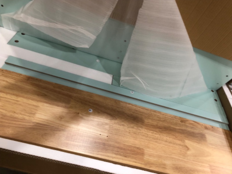 Photo 1 of ***NON REFUNDABLE NO RETURNS SOLD AS IS**PARTS ONLY**
**INCOMPLETE SEE NOTES**Kitchen Cart with Rubber Wood Drop-Leaf Countertop Concealed Sliding Barn Door Kitchen Island with 4 Wheels and 2 Drawers for Dining Room (BOX 1)