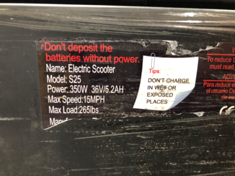 Photo 8 of **SEE NOTES/PHOTOS**Electric Scooter-Adult Electric Scooter, Electric Commuter Scooter for Adults, TUNCKUN Foldable E-Scooter with 350W Power, 9-19 Mile Range,15 Mph Speed and 8.5" Solid Tires 180Wh