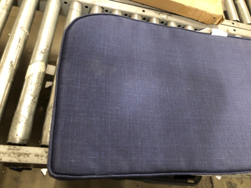 Photo 2 of ***USED - DIRTY - NO PACKAGING - SEE PICTURES***
3x Cushion Set, Navy Blue, 1x Style Selections 42" x 18" x 2.75" Cushion, 2x Allen + Roth 18" x 19" x 2.5" Cushions