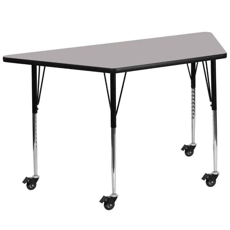 Photo 1 of **SEE NOTES**Mobile 22.5''W x 45''L Trapezoid HP Laminate Activity Table - Standard Height Adjustable Legs
