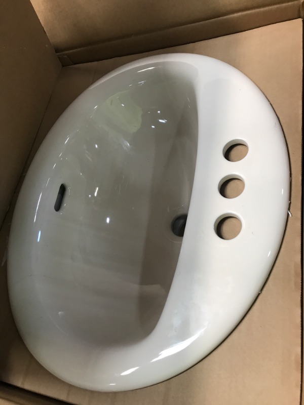 Photo 1 of Glacier Bay Aragon 20 In. x 17 In. Bone Oval Drop In Bowl, 4 In. Centers