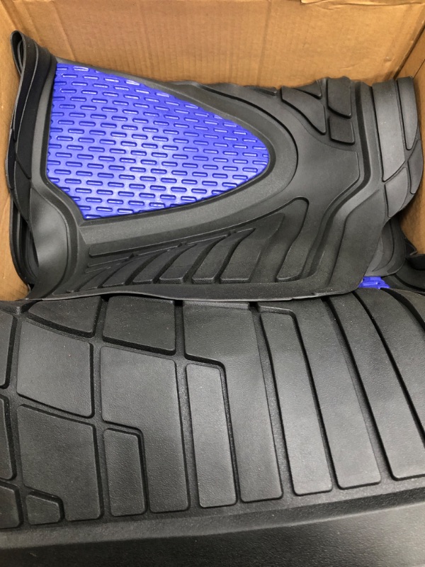 Photo 2 of Automotive Floor Mats Blue Universal Fit Climaproof for All Weather Protection Heavy Duty Rubber fits Most Cars, SUVs, and Trucks, Trim to Fit FH Group F11511BLUE