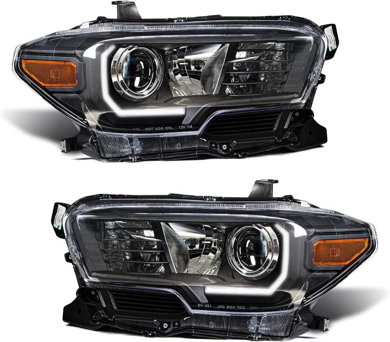 Photo 1 of ADCARLIGHTS Headlights Assembly for 2016 2017 2018 2019 2020 2021 2022 2023 Toyota Tacoma Headlamp Black Housing w/LED DRL Driver And Passenger Side