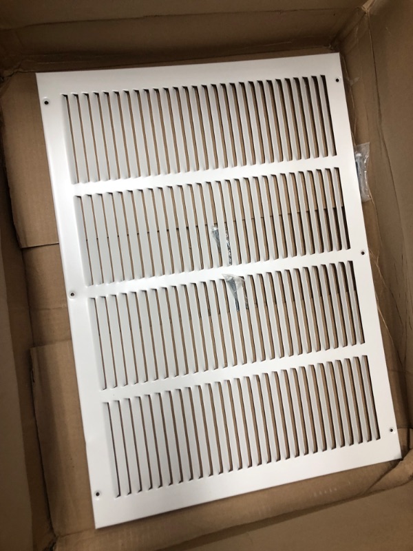 Photo 2 of 20"w X 14"h Steel Return Air Grilles - Sidewall and Ceiling - HVAC Duct Cover - White [Outer Dimensions: 21.75"w X 15.75"h] 20 X 14 White