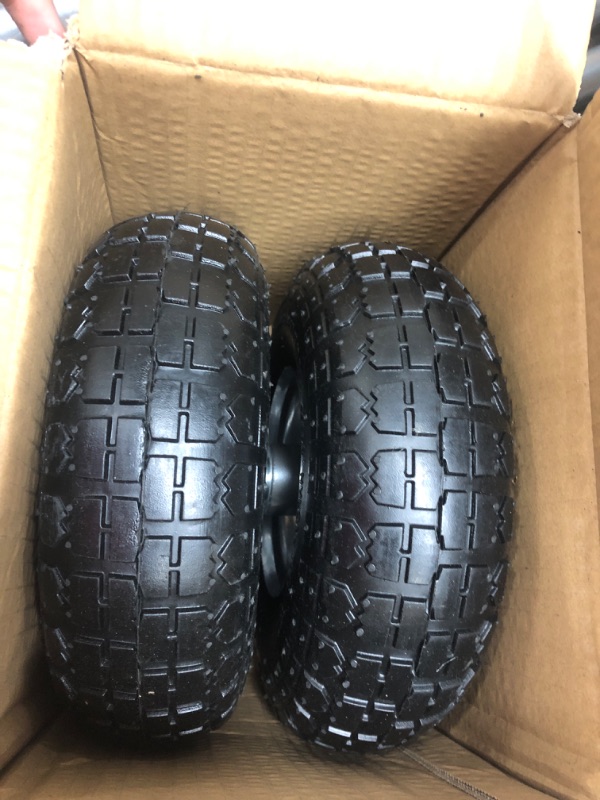 Photo 2 of 10" Heavy Duty 4.10/3.50-4 Tire - Dolly Wheels and Hand Truck Wheels Replacement - 4.10 3.50-4 Tire and Wheel for Gorilla Cart, Generator, Lawn Mower, Garden Wagon. 5/8" Axle Borehole 