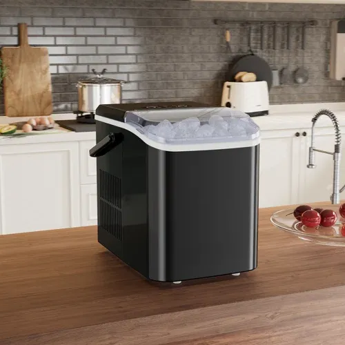 Photo 1 of Black Smugdesk.com 26.5 Lb. Daily Production Bullet Clear Ice Portable Ice Maker (Part number: QAYA-EAM-IM001-PP-BK)
