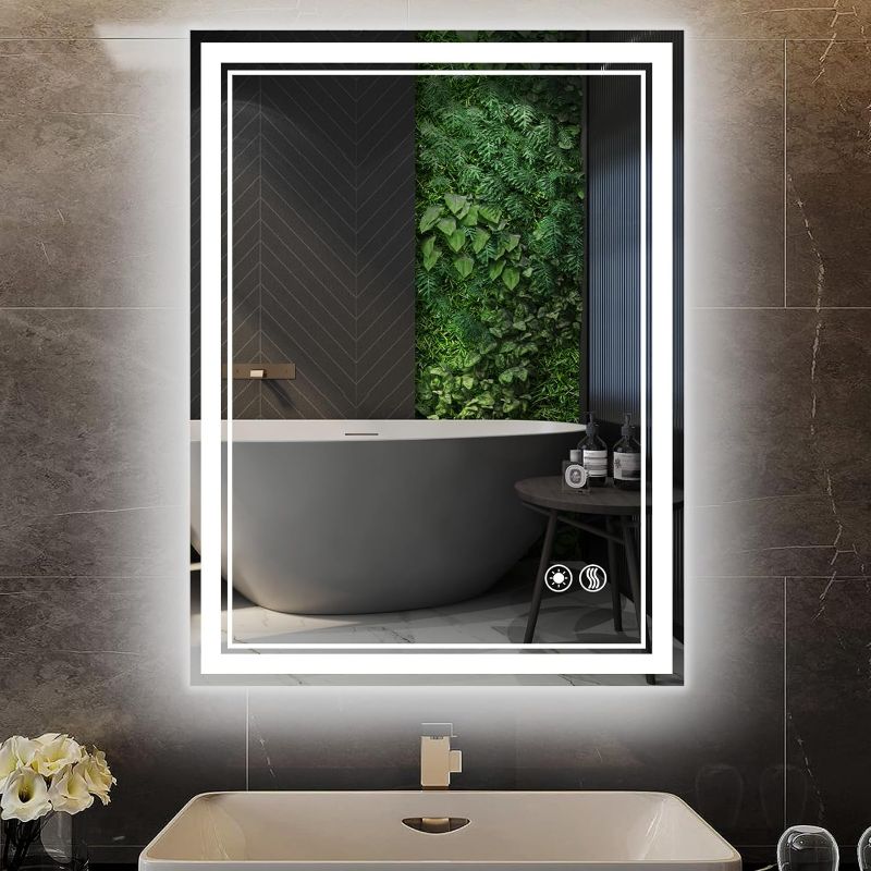 Photo 1 of **SIMILAR TO STOCK PHOTO** SILUMIN Bright LED Bathroom Mirror 32" x 24" Front Light, 5 Mins Defog, Full HD Reflected, 3 Colors Dimmable, Wall Mounted