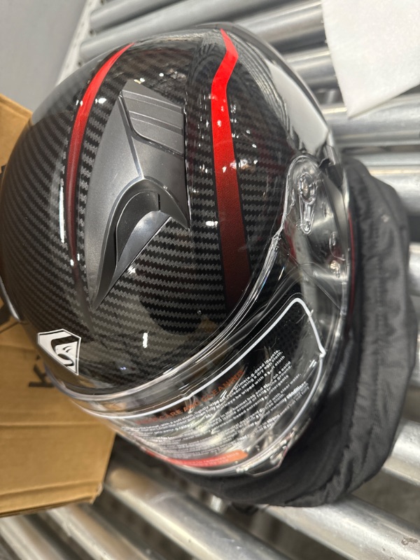 Photo 1 of KYPARA Full Face Motorcycle Helmet with Internal Tinted Visor & DOT Approved for Moped ATV Cruiser Scooter Bright Red Large