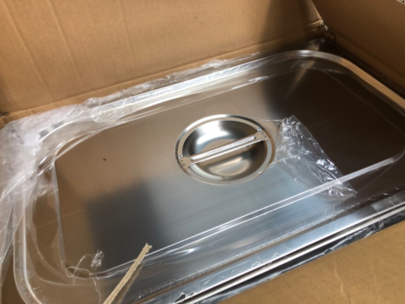 Photo 1 of ***USED - DAMAGED - DENTED - SEE PICTURES***
3 Pack Full Size Hotel Pan with Lid Set Include Full Size Pan Perforated Steam Pan Steam Table Pan Cover Restaurant Supplies for Kitchen, Steam Table Tray for Food Warmer (4 Inch, 6 Inch)