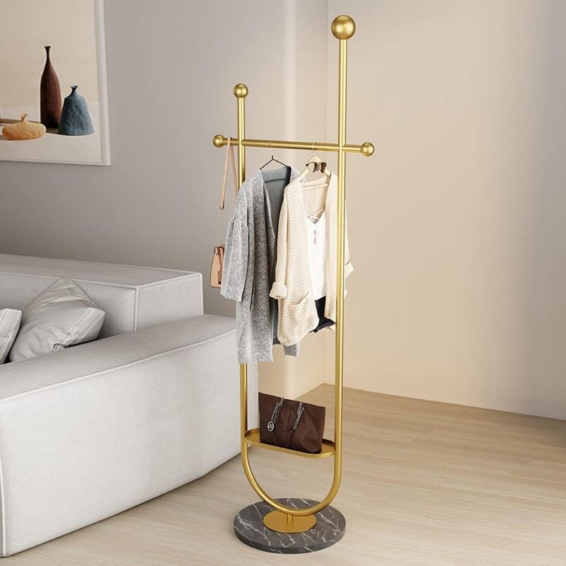 Photo 1 of FJANKUI Gold Clothing Rack, with Marble Base of Multifunctional Bedroom Clothes Standing Coat Rack, Movable Heavy-Duty Garment Rack Stand for Organizing Clothes, Shoes, Bags
