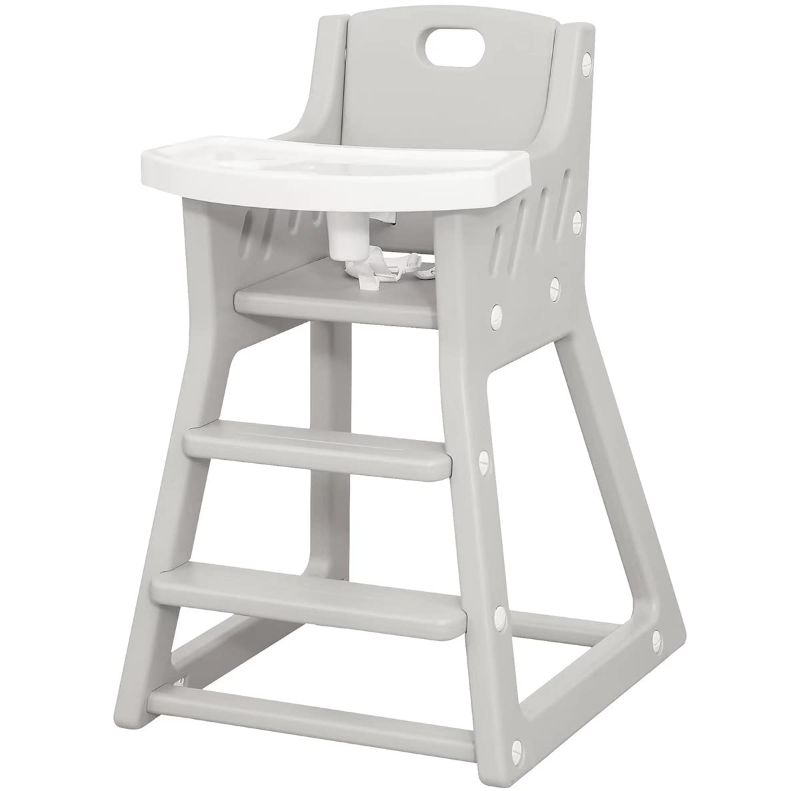 Photo 1 of Baby Highchair,Children's Dining Chair, Safe and Solid Shape Structure Design, with Telescopic Gear Adjustable Feeding Tray, Can be Directly Washed (Grey)