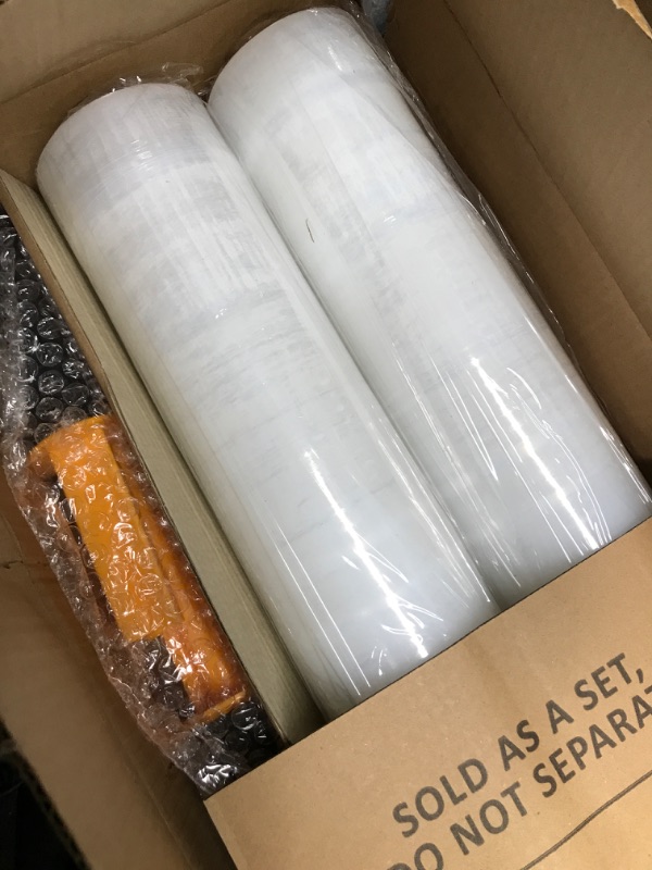 Photo 2 of Stretch Film, HERKKA Stretch Wrap with Handles Industrial Strength, Moving Wrapping Plastic Roll, Shrink Wrap for Pallet Wrap, 15" x 1000 Feet, 2 Pack, 60 Gauge