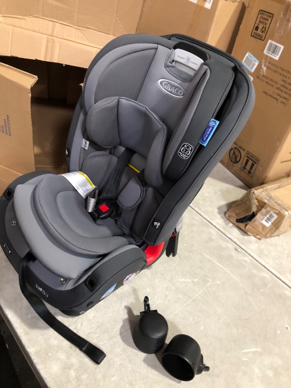 Photo 3 of ***USED - DIRTY - LIKELY MISSING PARTS - UNABLE TO VERIFY FUNCTIONALITY***
Graco SlimFit3 LX 3 in 1 Car Seat | Space Saving Car Seat Fits 3 Across in Your Back Seat, Kunningham SlimFit w/ 3-Across Fit Kunningham