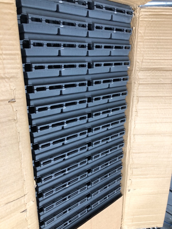 Photo 1 of 36 sq. ft Plastic Interlocking Deck Tiles,36 Pack Patio Deck Tiles,12"x12" Waterproof Outdoor Flooring All Weather Use, Patio Floor Decking Tiles for Porch Poolside Balcony Backyard,Dark Grey 36 Grey