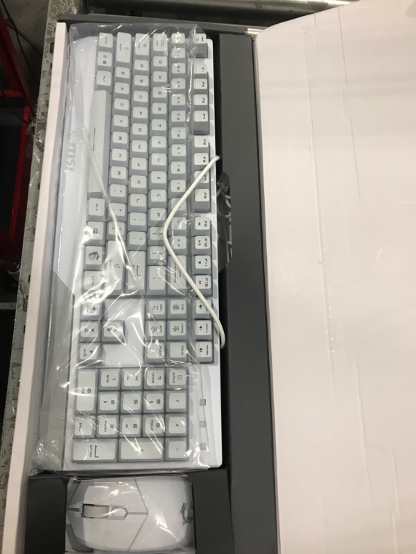 Photo 1 of MSI Vigor GK30 Combo White, 6-Zone RGB GK30 Gaming Keyboard & GM11 Gaming Mouse, Water Repellent & Splash-Proof, 5000 DPI