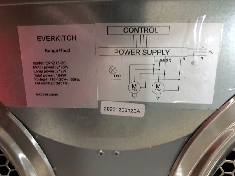 Photo 8 of ***USED - DIRTY - POWERS ON - UNABLE TO TEST FURTHER - LIKELY MISSING PARTS***
Range Hood 30 inch Under Cabinet, Two Powerful Motors, Stainless Steel Kitchen Vent Stove Hood, Touch Control, Permanent Stainless Steel Filters?Top and Rear Vents