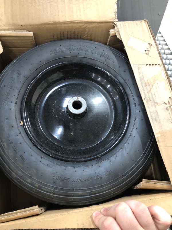 Photo 2 of 2-Pack 14.5-Inch Wheelbarrow Tire.3.50-8" Pneumatic Tires and wheels with 3"- 6" Center Hub and 3/4" Bushings for Wheelbarrow Lawn Mover Replacement. 00038361-19