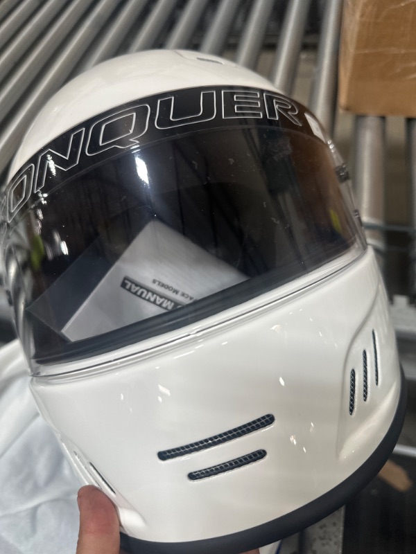 Photo 3 of Conquer Snell SA2020 Full Face Auto Racing Helmet Medium White