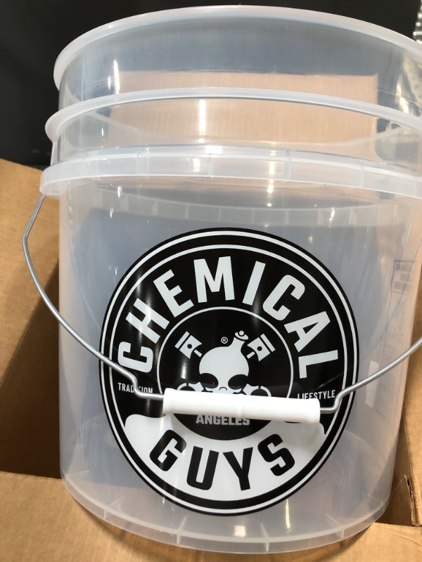 Photo 2 of Chemical Guys ACC_103 Heavy Duty Detailing Car Wash Bucket with Chemical Guys Logo, 4.5 Gal , Semi Transparent White Bucket Only