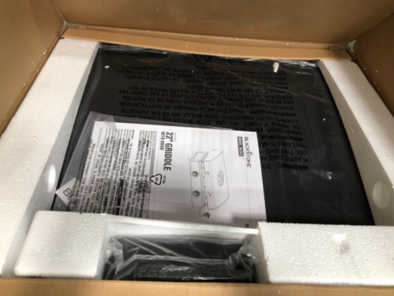 Photo 1 of Blackstone 1813 Stainless Steel Propane Gas Hood Portable, Flat Griddle Grill Station for Kitchen, Camping, Outdoor, Tailgating, Tabletop, Countertop – Heavy Duty, 12, 000 BTUs, 22 Inch, Black 22 Inch Griddle 22" with Hood (Rear Grease) Griddle