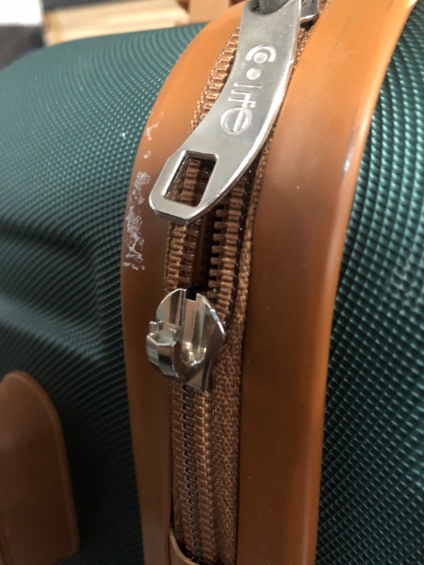 Photo 3 of ***USED*MINOR DAMAGE SCUFFS/ZIPPER PULL GONE*PICTURED***
Coolife Suitcase Set 3 Piece Luggage Set Carry On Hardside Luggage with TSA Lock Spinner Wheels (Dark Green, 3 piece set (DB/TB/20)) Dark Green 3 piece set (DB/TB/20)