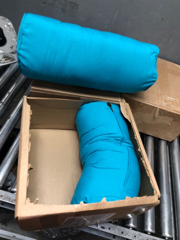 Photo 2 of ***USED - DIRTY***
Corded Twill Bolster Pillows (Set of 2), 20" x 8", Aqua Blue, 2 Count