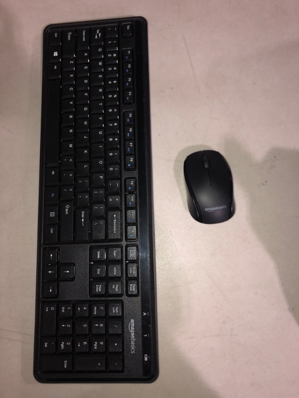 Photo 2 of Amazon Basics Wireless Computer Keyboard and Mouse Combo - Quiet and Compact - US Layout (QWERTY)