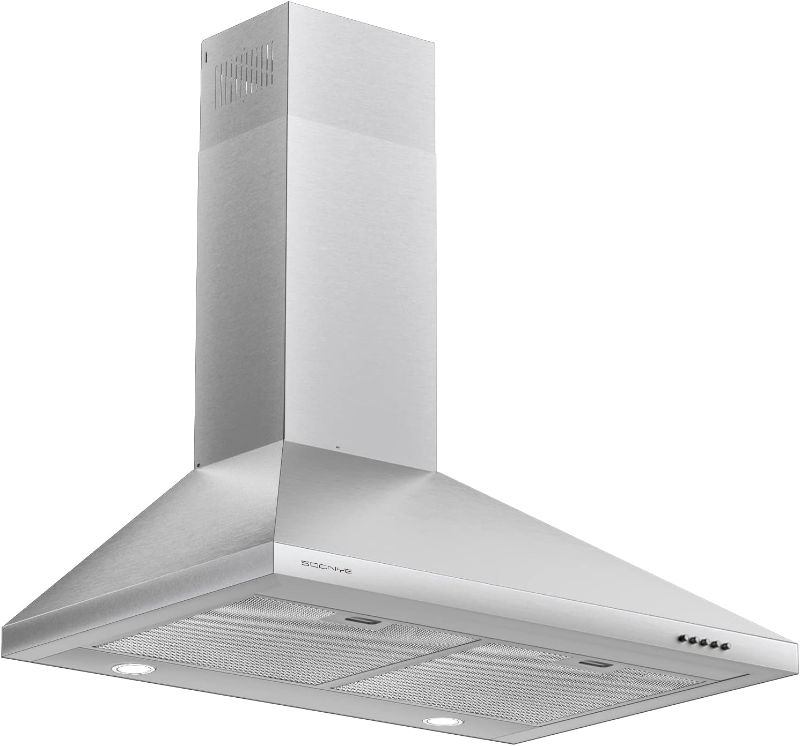 Photo 4 of 30 inch Stainless Steel Range Hood, 600 CFM Wall Mounted Vent Hood with 3 Speed Controls, 5-Layer Aluminum Filters, and Ducted/Ductless Convertible