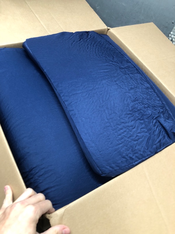 Photo 2 of 2 Pcs Indoor Outdoor Chaise Lounge Cushions 72''L x 21''W x 3''H Sponge Bench Cushions Outdoor Furniture Chaise Cushions Patio Chair Furniture Replacement Cushions (Dark Blue)