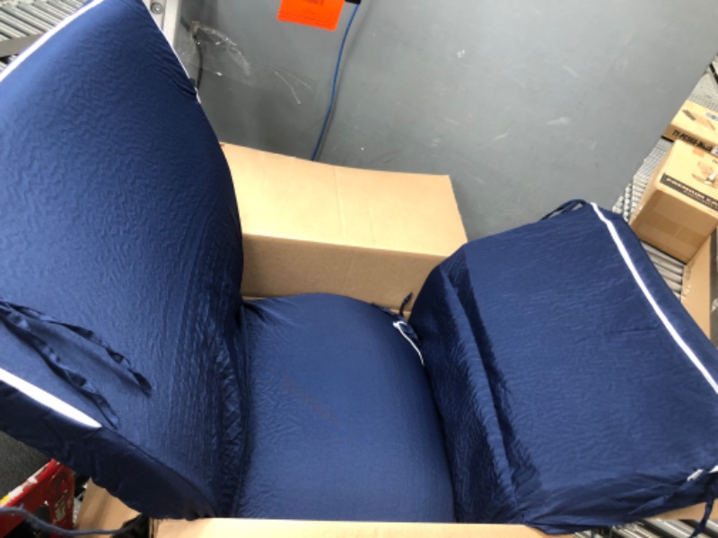 Photo 3 of 2 Pcs Indoor Outdoor Chaise Lounge Cushions 72''L x 21''W x 3''H Sponge Bench Cushions Outdoor Furniture Chaise Cushions Patio Chair Furniture Replacement Cushions (Dark Blue)