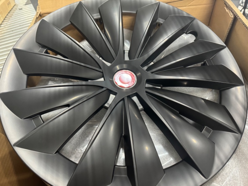 Photo 1 of **SEE NOTES** JIMALL 4PCS Tesla Model Y Wheel Covers 19 Inch, Exclusive Black Blade Model Y 19 Inch Wheel Cover, Easy-Installation ABS Tesla Model Y Hubcaps Fits for 2019-2023 Model Y with 19'' Gemini Rim Protector